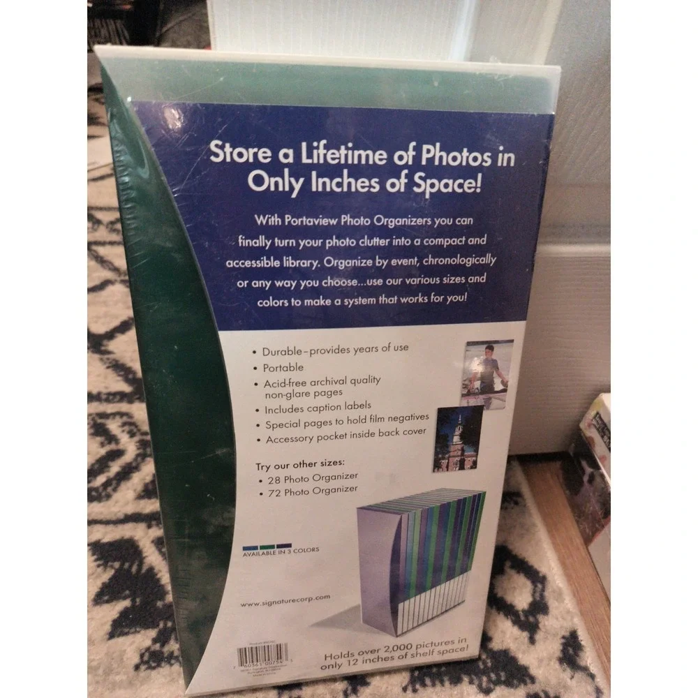 Porta View Compact Photo Organizer 144 Protective Photos Case GREEN 3x5 4x6 New